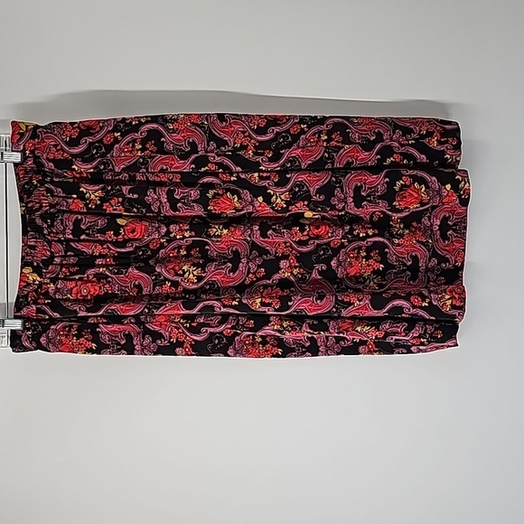 Modcloth Silky Lined Paisley Print Plus Size Skirt w Side Zip & Front Slit - Picture 8 of 17